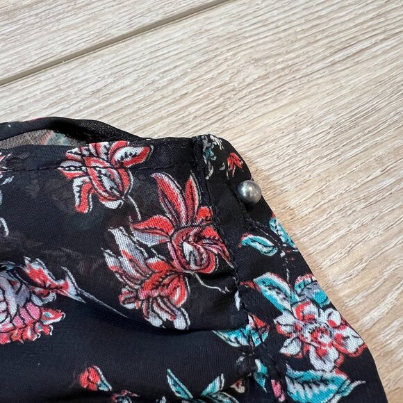 Costa Blanca Mini dress / tunic Sz M Black red green floral flowy sheet light - Picture 12 of 12